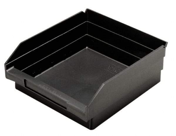 Quantum Storage - 11-5/8" Deep, Black Polypropylene Hopper Shelf Bin - 4" High x 11-1/8" Wide x 11-5/8" Long - Exact Tool & Supply