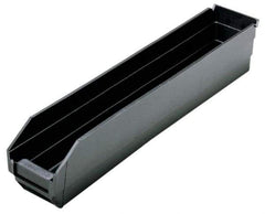 Quantum Storage - 23-5/8" Deep, Black Polypropylene Hopper Shelf Bin - 4" High x 4-1/8" Wide x 23-5/8" Long - Exact Tool & Supply