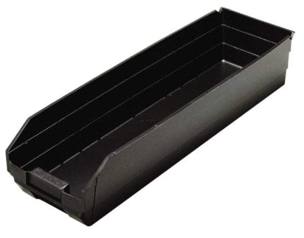 Quantum Storage - 23-5/8" Deep, Black Polypropylene Hopper Shelf Bin - 4" High x 6-5/8" Wide x 23-5/8" Long - Exact Tool & Supply