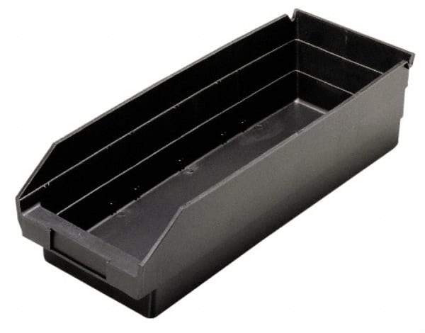 Quantum Storage - 23-5/8" Deep, Black Polypropylene Hopper Shelf Bin - 4" High x 8-3/8" Wide x 23-5/8" Long - Exact Tool & Supply