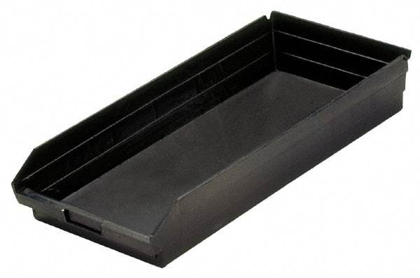 Quantum Storage - 23-5/8" Deep, Black Polypropylene Hopper Shelf Bin - 4" High x 11-1/8" Wide x 23-5/8" Long - Exact Tool & Supply
