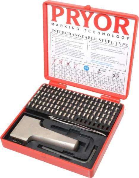 Pryor - 112 Piece, 3/32 Inch Character, Hardened Steel Type Set - 12 Character Capacity - Exact Tool & Supply