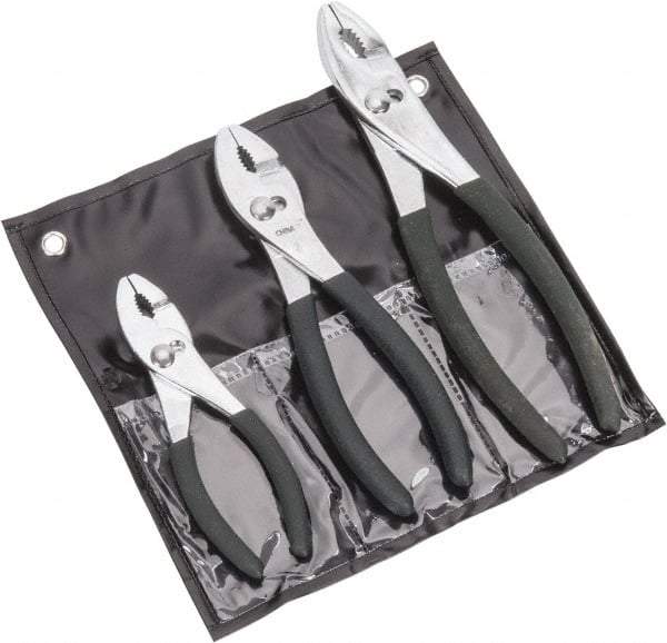 Value Collection - 3 Piece Slip Joint Plier Set - Comes in Plastic Pouch - Exact Tool & Supply
