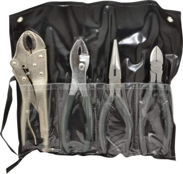 Value Collection - 4 Piece Plier Set - Comes in Plastic Pouch - Exact Tool & Supply