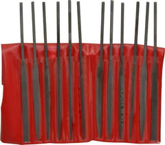Value Collection - 12 Piece Swiss Pattern File Set - 5-1/2" Long, 0 Coarseness, Round Handle, Set Includes Barrette, Crossing, Equalling, Flat, Half Round, Knife, Round, Round Edge Joint, Slitting, Square, Three Square - Exact Tool & Supply