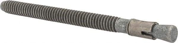 Made in USA - 1/4" Diam, 1/4" Drill, 3-1/4" OAL, 2-7/8" Min Embedment Wedge Expansion Concrete Anchor - Grade 5 Steel, Galvanized Finish, Hex Nut Head, Hex Drive, 2-1/4" Thread Length - Exact Tool & Supply