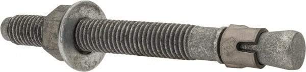 Made in USA - 5/8" Diam, 5/8" Drill, 6" OAL, Wedge Expansion Concrete Anchor - Grade 5 Steel, Galvanized Finish, Hex Nut Head, Hex Drive, 4-1/8" Thread Length - Exact Tool & Supply