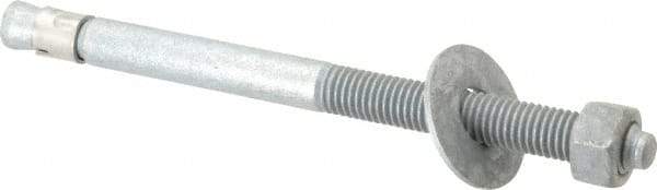 Value Collection - 5/8" Diam, 5/8" Drill, 8-1/2" OAL, 1-1/2" Min Embedment Wedge Expansion Concrete Anchor - Grade 5 Steel, Galvanized Finish, Hex Nut Head, Hex Drive, 4" Thread Length - Exact Tool & Supply