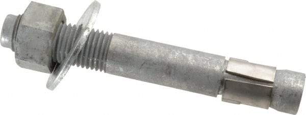 Made in USA - 1-1/4" Diam, 1-1/4" Drill, 9" OAL, Wedge Expansion Concrete Anchor - Grade 5 Steel, Galvanized Finish, Hex Nut Head, Hex Drive, 3-1/4" Thread Length - Exact Tool & Supply