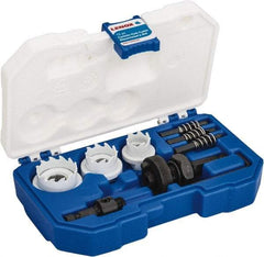 Lenox - 12 Piece, 7/8" to 1-3/8" Saw Diam, Electrician's Hole Saw Kit - Carbide-Tipped, Toothed Edge, Includes 3 Hole Saws - Exact Tool & Supply
