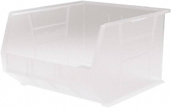 Akro-Mils - 75 Lb. Load Capacity, 18" Deep, Clear Polymer Hopper Stacking Bin - 11" High x 16-1/2" Wide x 18" Long - Exact Tool & Supply
