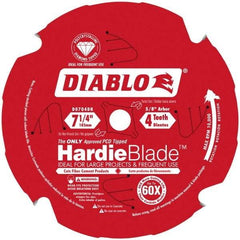 Freud - 7-1/4" Diam, 5/8" Arbor Hole Diam, 4 Tooth Wet & Dry Cut Saw Blade - Carbide-Tipped, Standard Round Arbor - Exact Tool & Supply