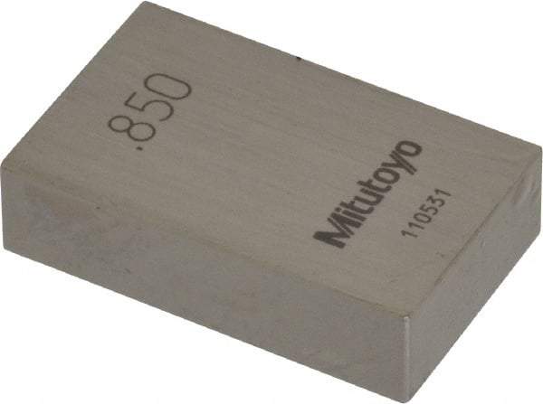 Mitutoyo - 0.85" Rectangular Steel Gage Block - Accuracy Grade AS-1, Includes Certificate of Inspection - Exact Tool & Supply