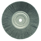 8" - Diameter Narrow Face Crimped Wire Wheel; .008" Steel Fill; 5/8" Arbor Hole - Exact Tool & Supply