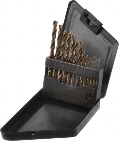 Interstate - 1/16 to 1/4", 135° Point, Bright Finish, Cobalt Jobber Length Drill Bit Set - Exact Tool & Supply