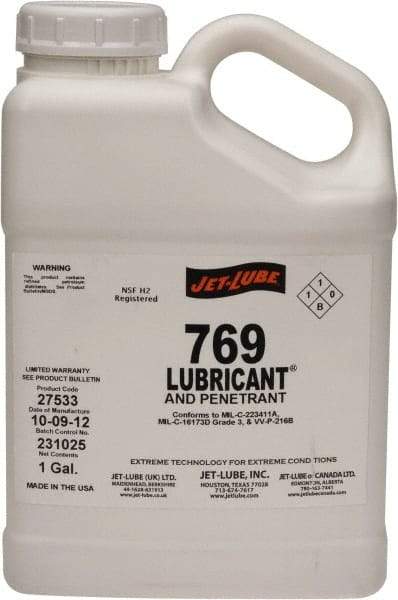Jet-Lube - 1 Gal Bottle Thin Oily Film Penetrant/Lubricant - Clear Amber, Food Grade - Exact Tool & Supply