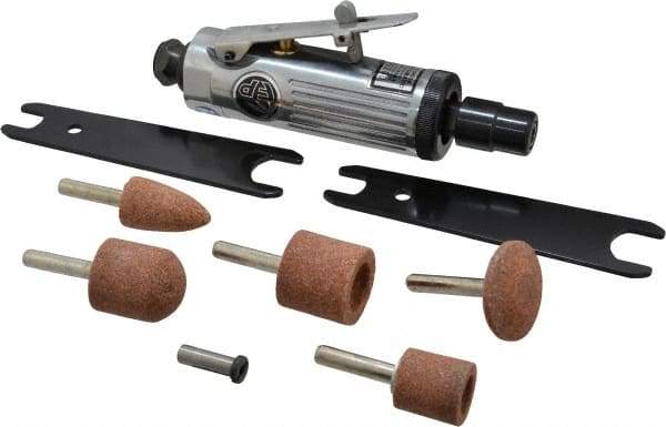 Florida Pneumatic - 1/4" Collet, Straight Handle, Straight Air Die Grinder - 25,000 RPM, Rear Exhaust, 4 CFM, 0.33 hp, 90 psi, 1/4 NPT - Exact Tool & Supply