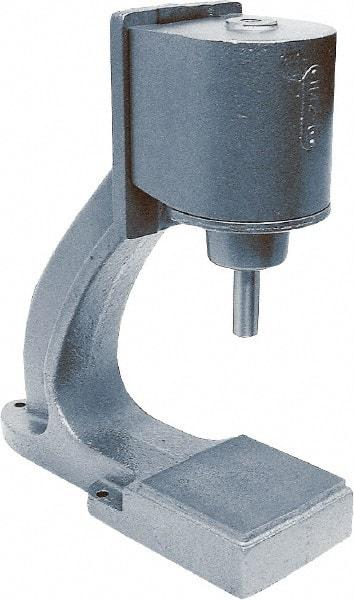 Mead - 1" Ram, 6" Throat Depth, 3/4 Ton Pneumatic Arbor Press - 8-1/2" Max Work Height x 5-1/4" Max Work Width, 5-1/4" Base Width x 14-1/4" Base Depth - Exact Tool & Supply