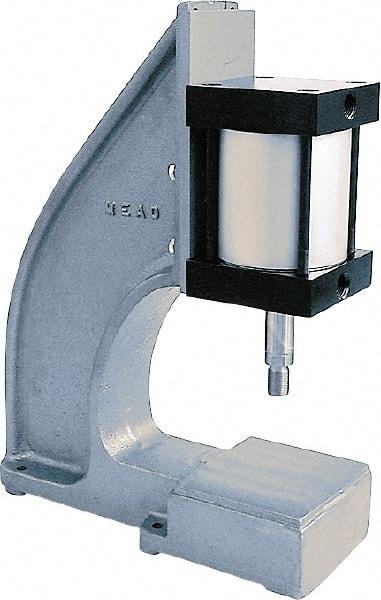 Mead - 1" Ram, 5-1/2" Throat Depth, 3/4 Ton Pneumatic Arbor Press - 7" Max Work Height x 7-1/8" Max Work Width - Exact Tool & Supply