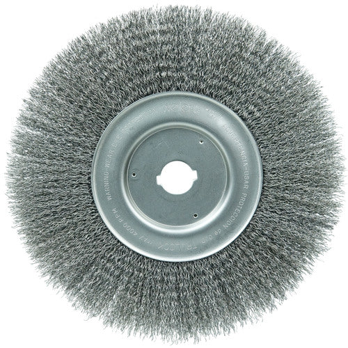 10″ Narrow Face Crimped Wire Wheel, .014″ Steel Fill, 1″ Arbor Hole - Exact Tool & Supply