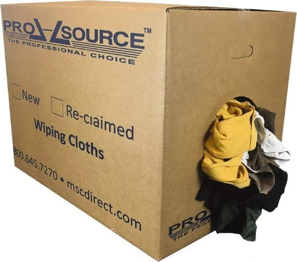 PRO-SOURCE - Reclaimed Rags - Assorted Colors, Fleece and Sweatshirt, Low Lint, Box - Exact Tool & Supply