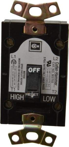Eaton Cutler-Hammer - 2 Poles, 0.4 to 16 Amp, NEMA, Open Toggle Manual Motor Starter - 43.2mm Wide x 40.1mm Deep x 96.8mm High, 1 hp at 120/240 V, 1 hp at 277 V & 1/4 hp at 32 V, CSA Certified & UL Listed - Exact Tool & Supply