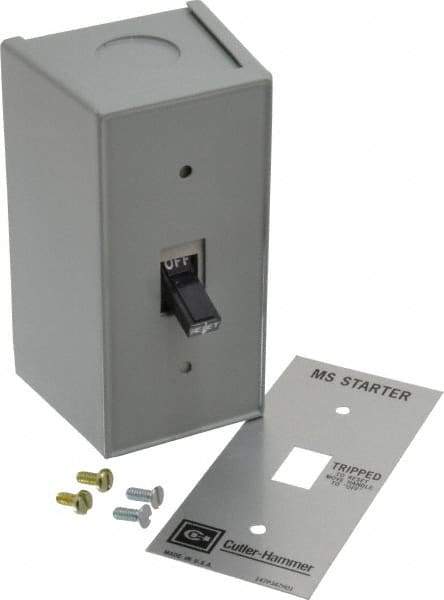 Eaton Cutler-Hammer - 2 Poles, 0.4 to 16 Amp, NEMA, Enclosed Toggle Manual Motor Starter - 60.5mm Wide x 71.9mm Deep x 105.7mm High, 1 hp at 120/240 V, 1 hp at 277 V & 1/4 hp at 32 V, CSA Certified, NEMA 1, UL Listed - Exact Tool & Supply