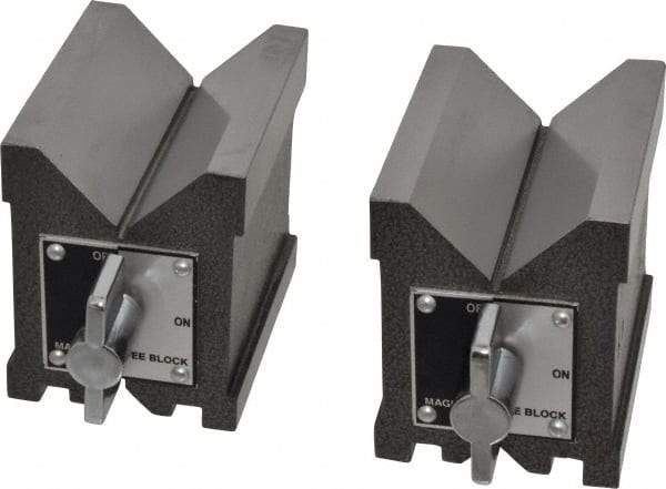 Value Collection - 4.76 to 2-3/4" Capacity, 90° Angle, Steel V-Block - 4" Long x 3" Wide x 3-3/4" High, Sold as Matched Pair - Exact Tool & Supply