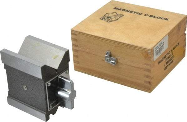 Value Collection - 4.76 to 2-3/4" Capacity, 90° Angle, Steel V-Block - 3-3/16" Long x 2-3/8" Wide x 3-3/4" High, Sold as Individual - Exact Tool & Supply