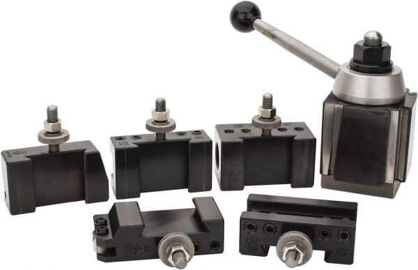 Aloris - Series CA Tool Post Holder & Set for 14 to 22" Lathe Swing - 6 Piece, Includes Style 1 Holder, Style 10 Holder, Style 104 Holder, Style 2 Holder, Style 7 Holder, Tool Post - Exact Tool & Supply