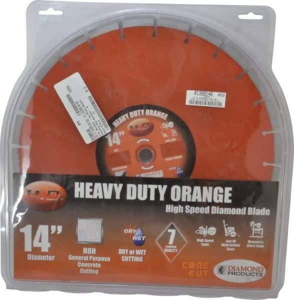 Core Cut - 14" Diam, 20mm Arbor Hole Diam, Wet & Dry Cut Saw Blade - Diamond-Tipped, Standard Round Arbor - Exact Tool & Supply