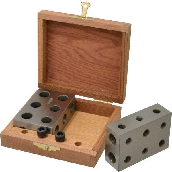 SPI - 0.0001 Squareness Per Inch, Hardened Steel, 1-2-3 Block Setup Block - 0.0002 Inch Overall Tolerance, 5/16 - 18 Inch Tapped Hole Size, 55-60 Rc Hardness, Sold As Matched Pair - Exact Tool & Supply