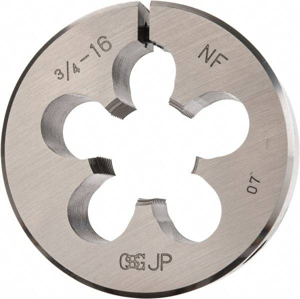 OSG - 3/4-16 UNF Thread, 2" Outside Diam High Speed Steel Round Die - 5/8" Thick, Right Hand Thread, Adjustable - Exact Tool & Supply