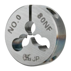 OSG - #0-80 UNF Thread, 13/16" Outside Diam High Speed Steel Round Die - 1/4" Thick, Right Hand Thread, Adjustable - Exact Tool & Supply