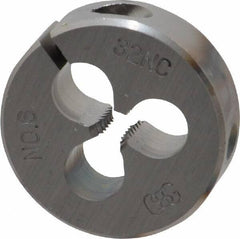 OSG - #6-32 UNC Thread, 13/16" Outside Diam High Speed Steel Round Die - 1/4" Thick, Right Hand Thread, Adjustable - Exact Tool & Supply