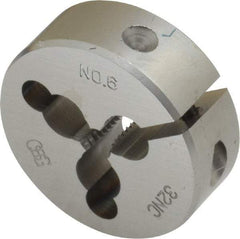 OSG - #6-32 UNC Thread, 1" Outside Diam High Speed Steel Round Die - 3/8" Thick, Right Hand Thread, Adjustable - Exact Tool & Supply