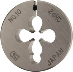 OSG - #10-24 UNC Thread, 1" Outside Diam High Speed Steel Round Die - 3/8" Thick, Right Hand Thread, Adjustable - Exact Tool & Supply