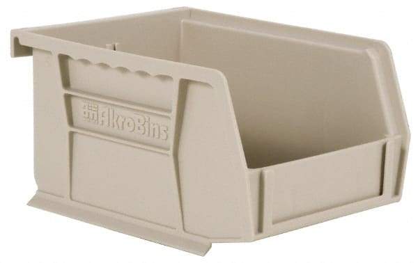 Akro-Mils - 10 Lb. Load Capacity, 7-3/8" Deep, Gray Polymer Hopper Stacking Bin - 3" High x 4-1/8" Wide x 7-3/8" Long - Exact Tool & Supply