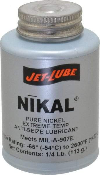 Jet-Lube - 0.25 Lb Can High Temperature Anti-Seize Lubricant - Nickel, -65 to 2,600°F, Silver Gray, Water Resistant - Exact Tool & Supply