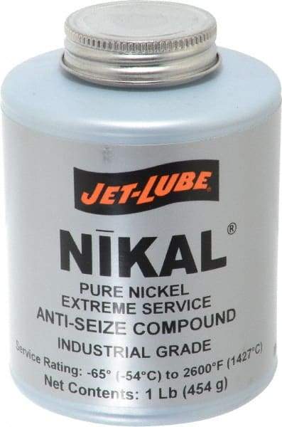 Jet-Lube - 1 Lb Can High Temperature Anti-Seize Lubricant - Nickel, -65 to 2,600°F, Silver Gray, Water Resistant - Exact Tool & Supply