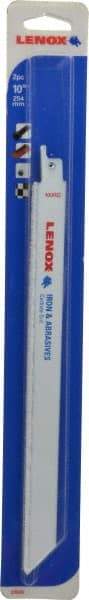 Lenox - 10" Long x 3/4" Thick, Carbide Reciprocating Saw Blade - Straight Profile, Continuous Edge, Universal Shank - Exact Tool & Supply