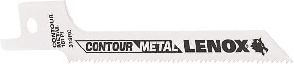 Lenox - 3-5/8" Long x 5/16" Thick, Bi-Metal Reciprocating Saw Blade - Tapered Profile, 18 TPI, Toothed Edge, Universal Shank - Exact Tool & Supply