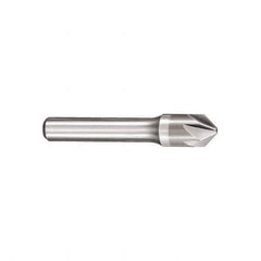 SGS - 5/8" Head Diam, 3/8" Shank Diam, 6 Flute 60° Solid Carbide Countersink - Bright Finish, 3" OAL, Single End, Straight Shank, Right Hand Cut - Exact Tool & Supply