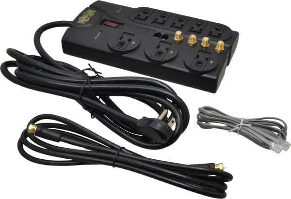 Tripp-Lite - 8 Outlets, 120 Volts, 15 Amps, 10' Cord, Power Outlet Strip - Free Hanging, Keyhole Mount, 5-15P NEMA Configuration, 9.55" Strip, UL1449 3rd Edition - Exact Tool & Supply