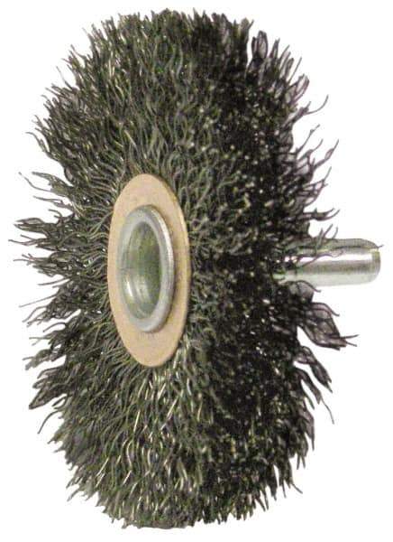 Anderson - 2-1/2" Brush Diam, Crimped, End Brush - 1/4" Diam Shank, 20,000 Max RPM - Exact Tool & Supply