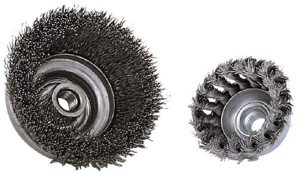 Anderson - 2-3/4" Diam, 5/8-11 Threaded Arbor, Steel Fill Cup Brush - 0.014 Wire Diam, 3/4" Trim Length, 14,000 Max RPM - Exact Tool & Supply