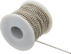 Made in USA - Number 3 Trade Size Brass Ball Chain - 0.095 Inch Ball Diameter, 12 Lbs. Tensile Strength, 100 Ft. Long , 94 Balls per Foot - Exact Tool & Supply