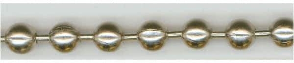 Made in USA - Number 20 Trade Size Steel Ball Chain - 0.382 Inch Ball Diameter, 175 Lbs. Tensile Strength, 50 Ft. Long , 24 Balls per Foot - Exact Tool & Supply