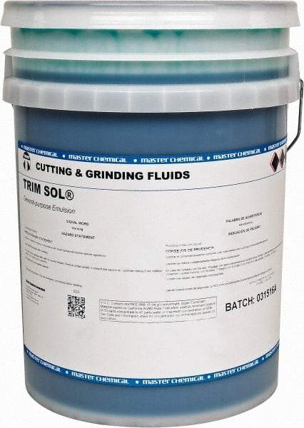 Master Fluid Solutions - Trim SOL, 5 Gal Pail Cutting & Grinding Fluid - Water Soluble, For Grinding, Turning - Exact Tool & Supply