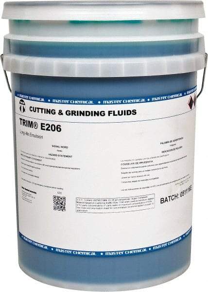 Master Fluid Solutions - Trim E206, 5 Gal Pail Cutting & Grinding Fluid - Water Soluble, For Gear Hobbing, Heavy-Duty Broaching, High Speed Turning - Exact Tool & Supply